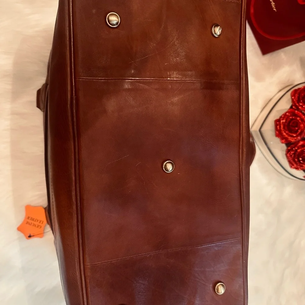 Boston Red Sox Genuine Leather Travel Bag w/ Trolley slip sleeve.
